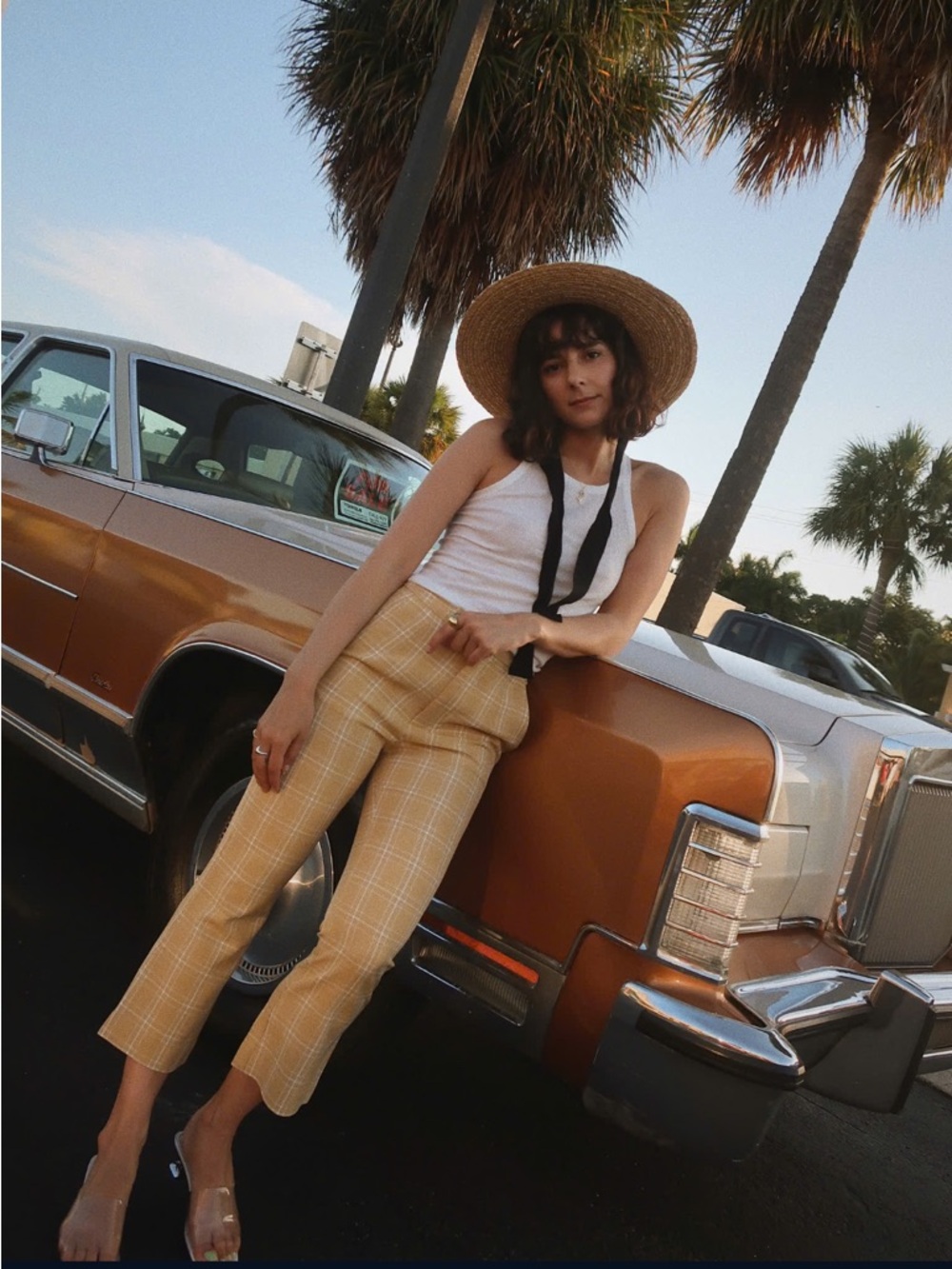 Petite Studio @alyssainthecity Yellow Plaid Cropped Pants